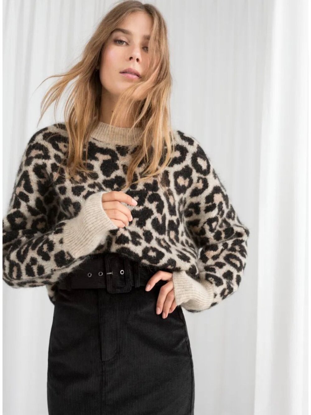 & Other Stories Oversized Wool Alpaca Blend Leopard Sweater